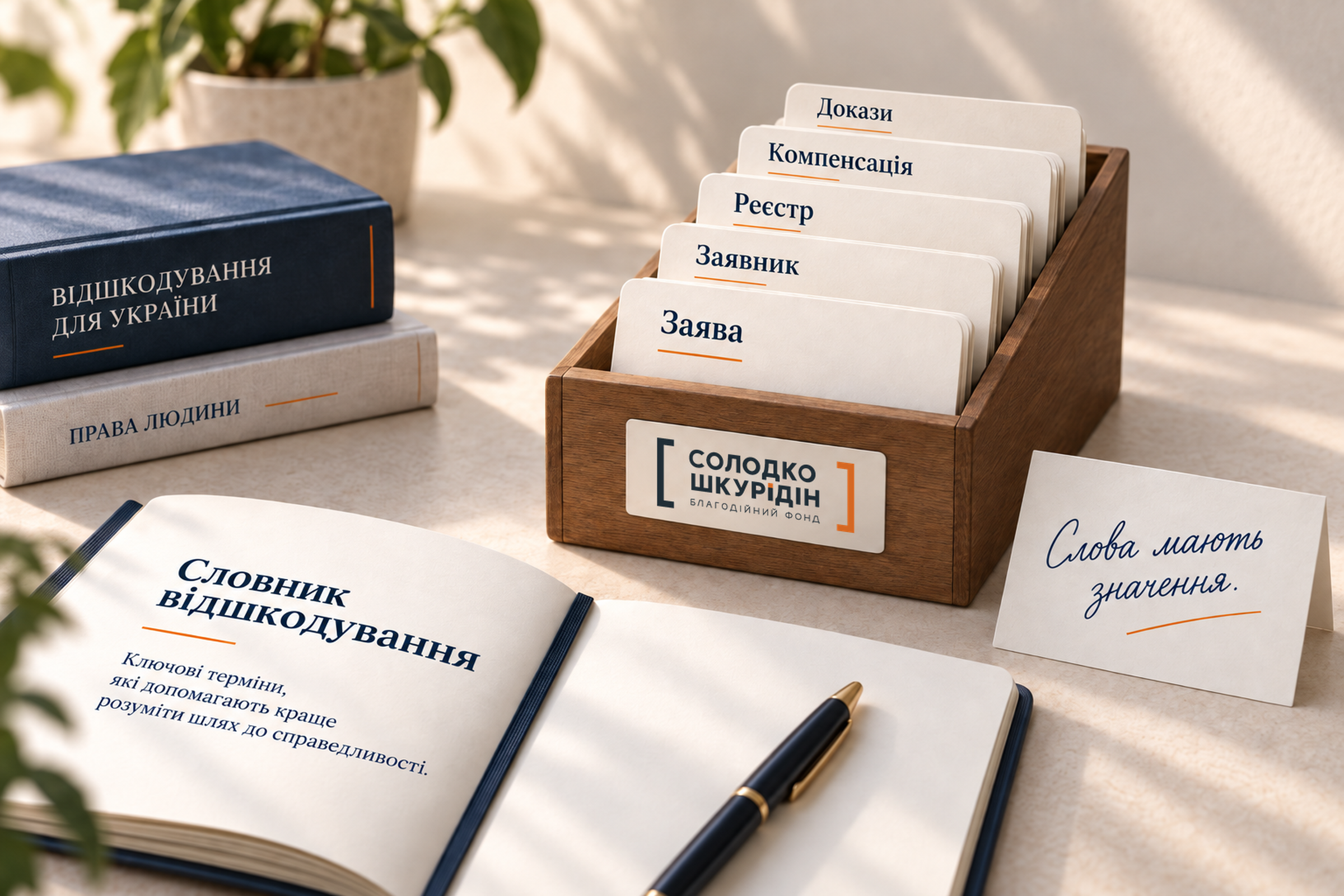 Ілюстрований словник: заява, заявник, Реєстр, компенсація й докази.